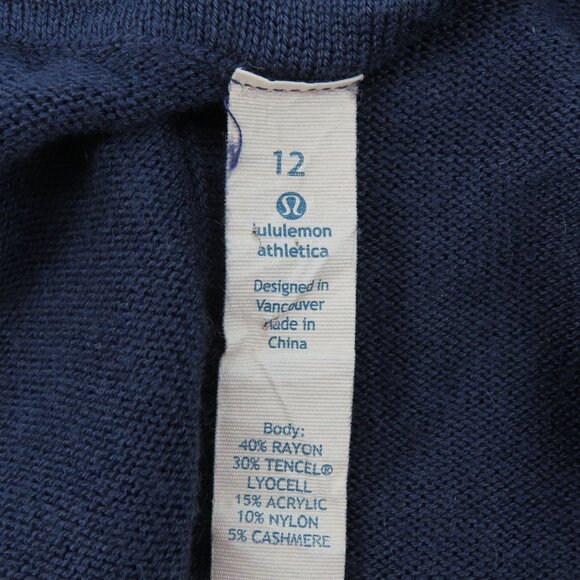 Lululemon Womens 12 Iconic Wrap Cadet Blue Stripe Pullover Cowl Neck Sweater Top - Picture 7 of 11